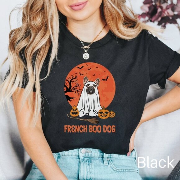 Boo French Bulldog Shirt, Frenchie Halloween Shirt - Picture 1 of 3